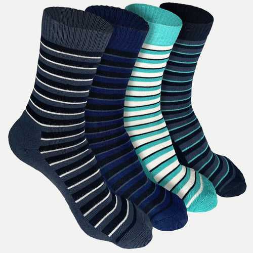 Bamboo Men Crew Socks (Stripes) - 4 Pairs