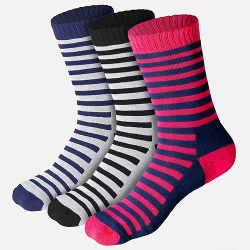 Bamboo Kids Crew Socks (Stripes) - 3 Pairs