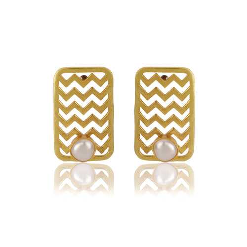 Freshwater Pearls Studs - Chevron Chic