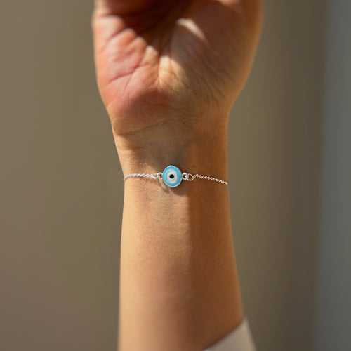 Women EvilEye Nazar Silver Chain Bracelet