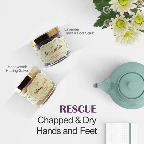 Shae Tips and Toes Combo - Lavender Hand and Foot Scrub & Honeycomb Healing Salve