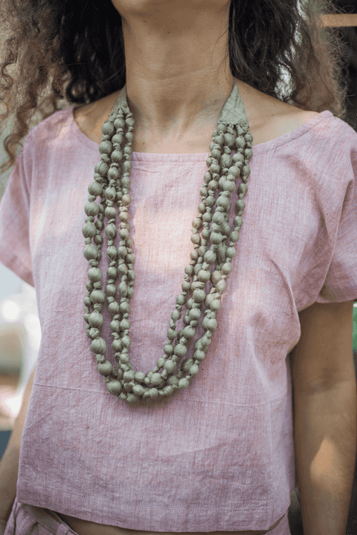 Beaded Fabric Necklace