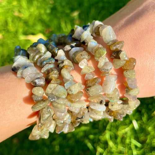 Labradorite (Magic, Imagination, Intuition, Stone of Consciousness) Chip Stone Bracelet