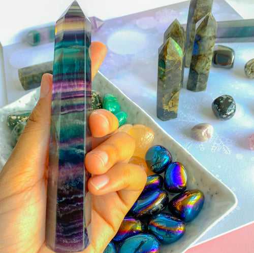 Rainbow Fluorite Standing Tower (Free Spirit, Balance, Spirit Connections)