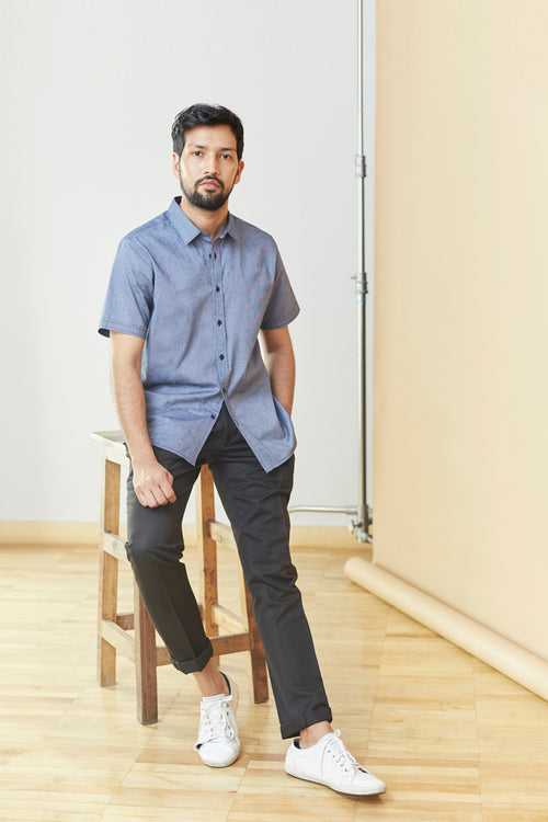 Short Sleeve Chambray Shirt