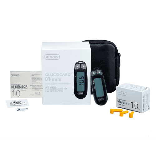 ARKRAY Max Glucocard 01-Mini - Blood Glucose Monitoring Kit with 10 Strips | Reliable Diabetes Monitoring