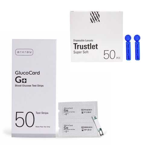 ARKRAY Glucocard G+ 50 strips with 50 Lancets Combo For Blood Glucose Monitor