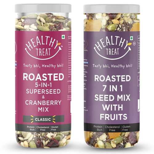 Roasted 5 in 1 Seed Mix + 7 in 1 Seed Mix with Fruits | Pack of 2 | 150 g each