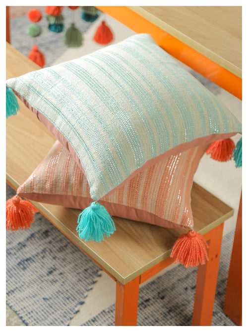 Sunlit Stripes Cushion - Aqua - Set of 2