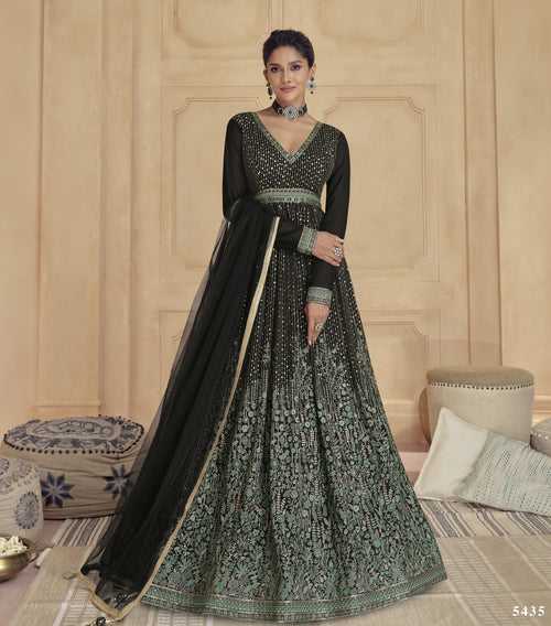 Indo Western Georgette Anarkali Gown For Cocktail Party