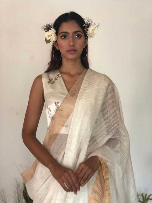 Korra Bindu Linen Sari