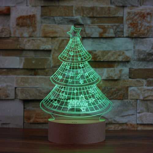 3D Hologram illusion Christmas Tree LED Night Light Lamp