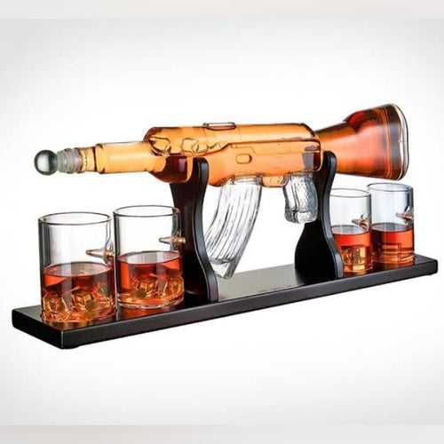 Gun Whiskey Decanter Set With 4 Bullet Glasses