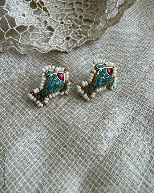AS-X051514 Turquoise Fish Earring