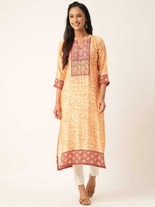 Lemon Comfort Fit Silk Kurta for Women Online in India - Zola