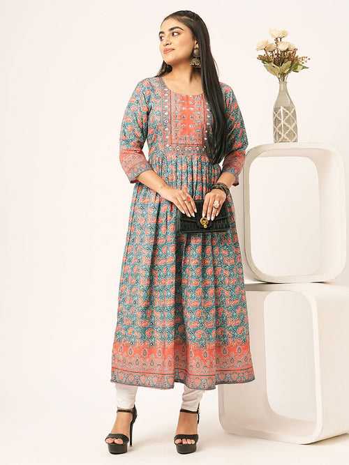 Buy Rayon Teal Kurta for Women with Comfort Fit Online - Zola