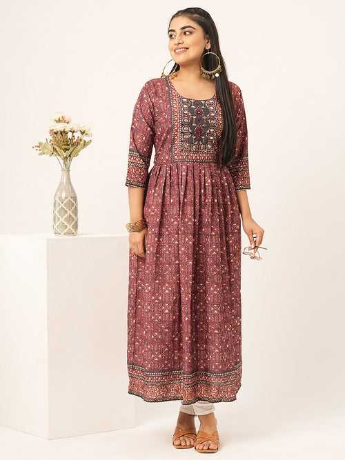 Buy Rayon Maroon Kurta for Women with Comfort Fit Online - Zola