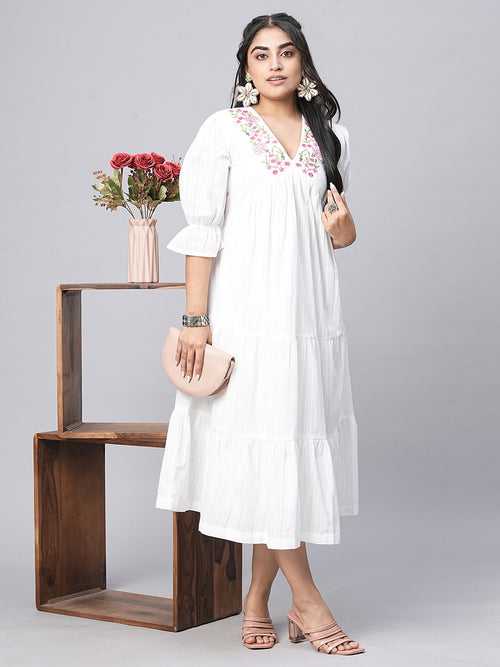 Buy White Cotton Ethnic Dress for women online in India - Zola