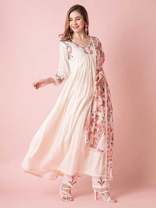 White Cotton Suit Set for Women Online in India - Zola