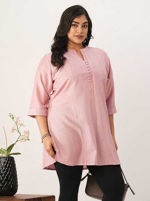 Pink Ethnic Wear Chanderi Silk Straight Tunics for Ladies - Zola