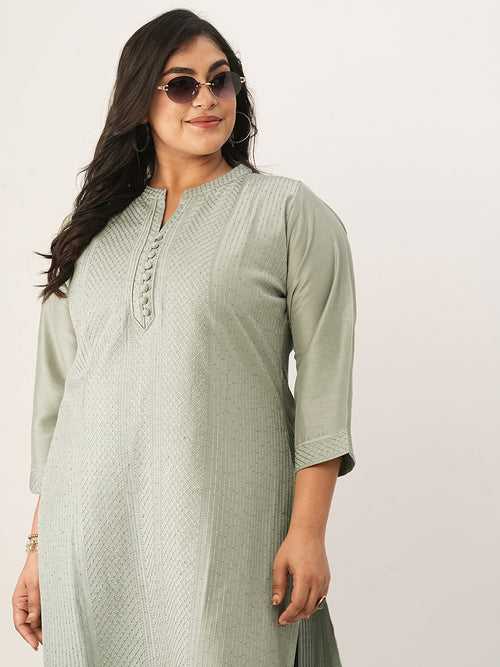 Comfort Fit Olive Chanderi Silk Kurta for Women Online - Zola