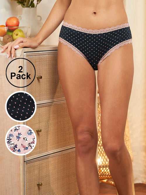 Buy Navy & Skin Lace Panties Pack of 2 for Women Online - Zola