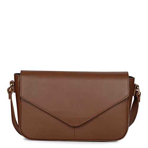 Favore Women Dark Brown Leather Sling Bags