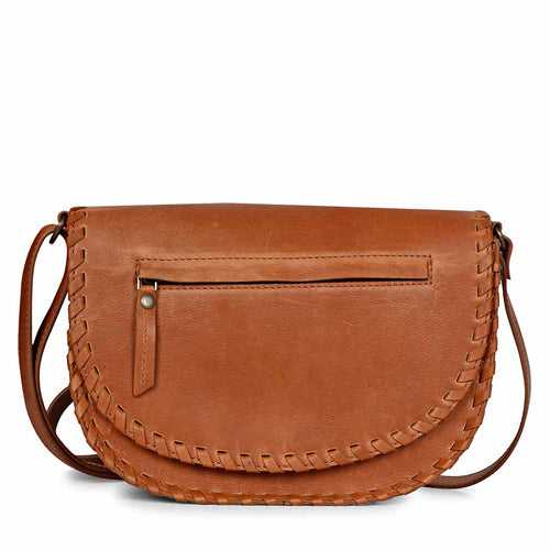 Favore Women Tan Leather Saddle Bags