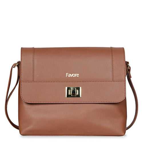 Favore Light Tan Womens  Leather Structured Sling Bag