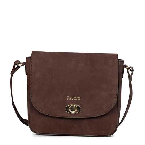 Favore Women Grey Leather Structured Sling Bag