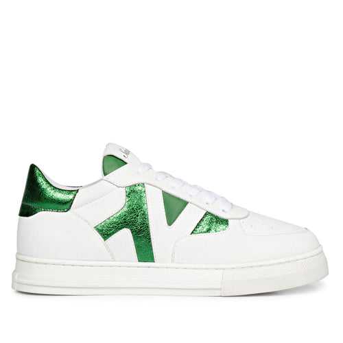 Saint Elliot Unisex White & Green Leather Handcrafted Sneakers