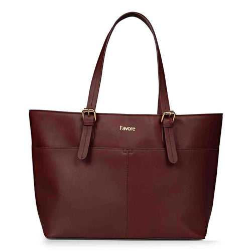 Favore Burgundy Leather Structured Shoulder Bag