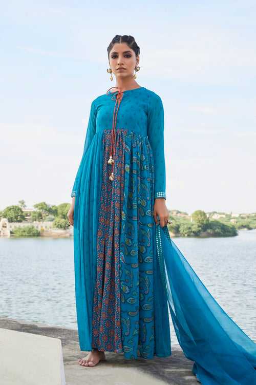 Chabeeli Kurta and Dupatta Set - Teal Blue