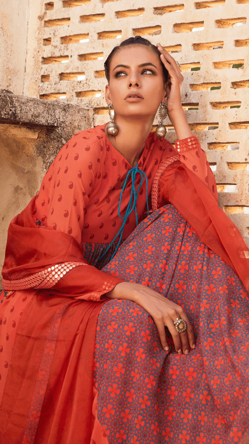 Chabeeli Dupatta - Rusty Red