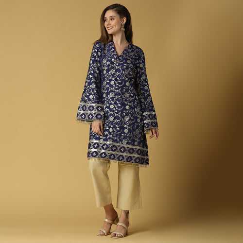 Kavya-Pakistani Kurta with gold pant-Deep Blue