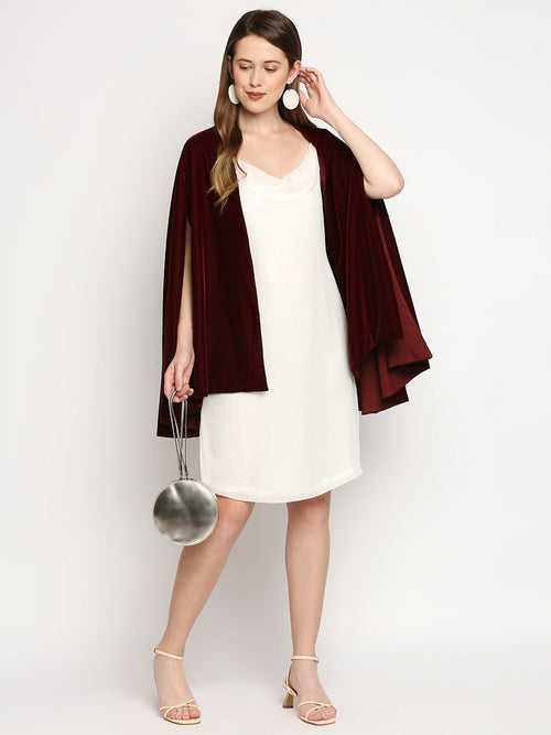 Arzu-Sequin Dress & Cape - Maroon