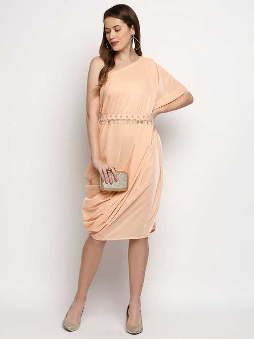 Shakira-Dress with Belt - Peach pink