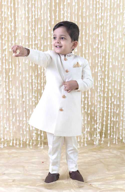 Khwabeeda Sherwani Set for Boys - Cream