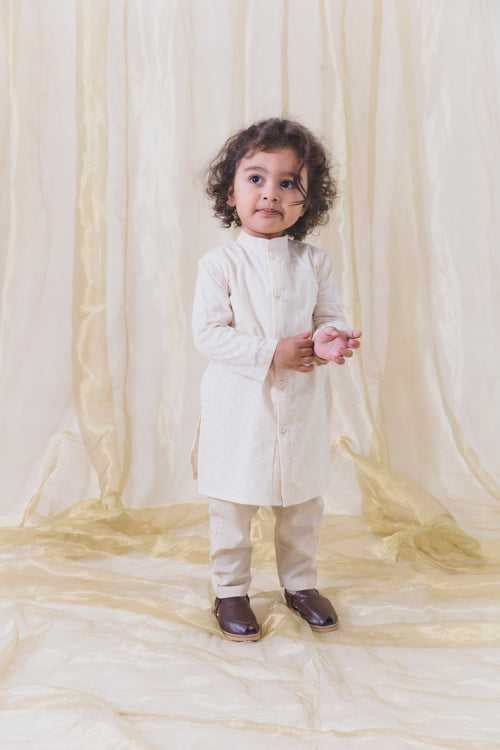 Vanilla Sky Kurta Pyjama Set-Cream