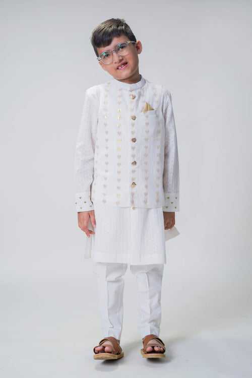 Boy 3 Pc Bundi Set Golden Heart-White