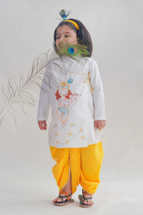 Boy Krishna Dhoti Kurta Set-White