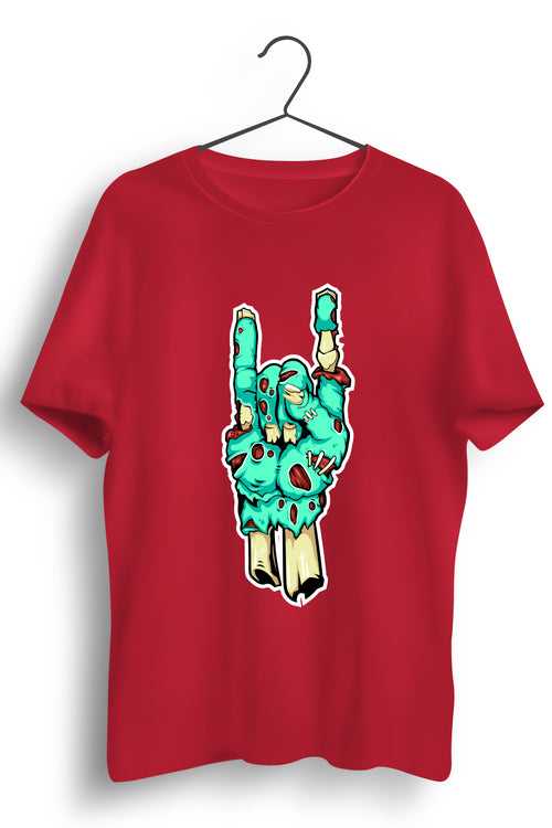 Metal Hand Zombie Graphic Printed Red Tshirt