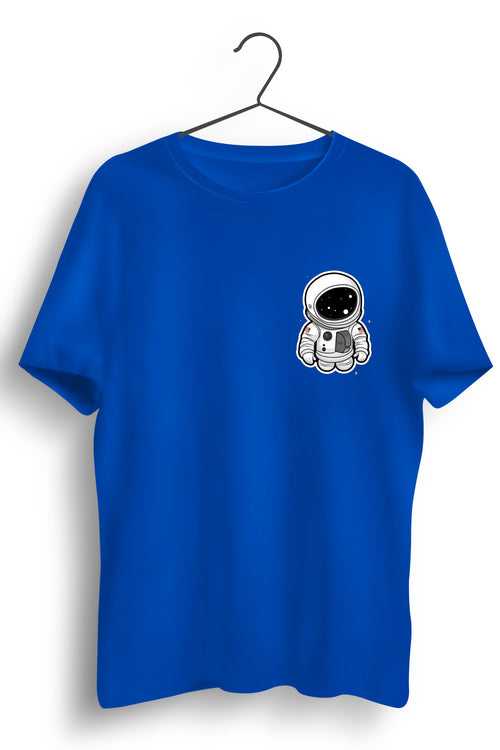 Astronaut Pocket Printed Graphic Blue Tshirt