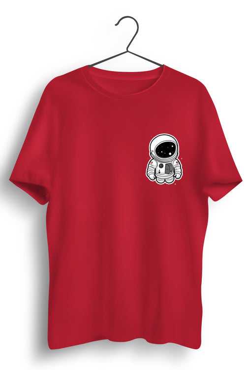Astronaut Pocket Printed Graphic Red Tshirt