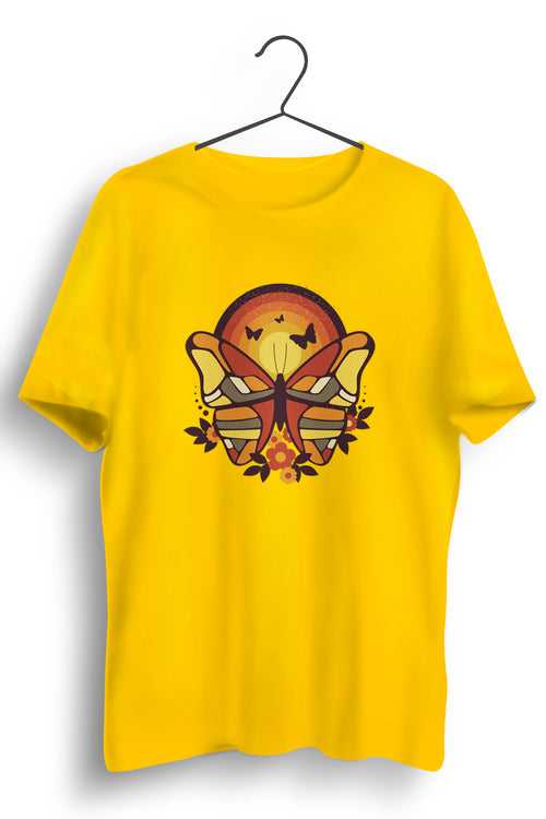 Butterfly Graphic Printed Yellow Tshirt