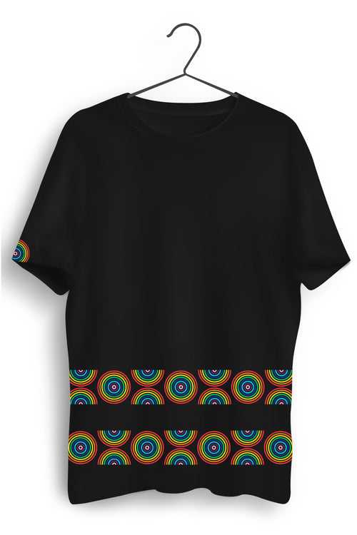 Color Circle Graphic Printed Black Tshirt