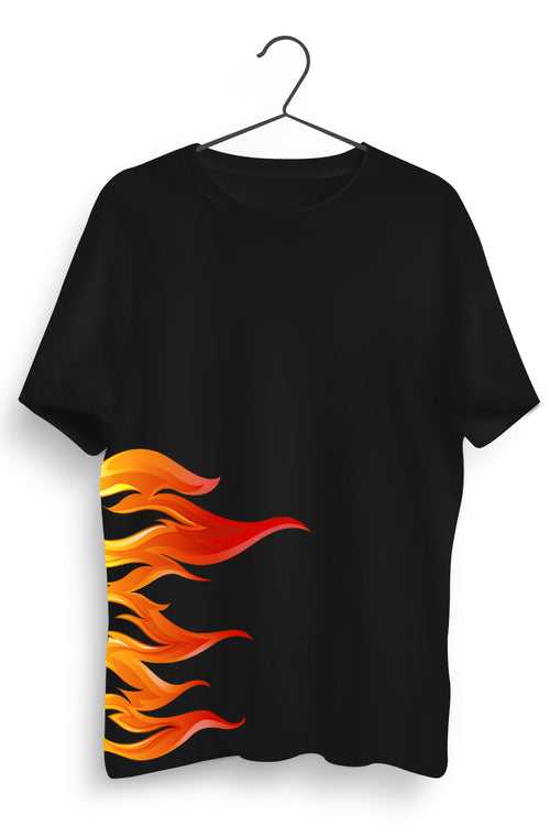 Fire Graphic Printed Black Tshirt