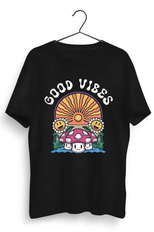 Good Vibes Graphic Printed Black Tshirt