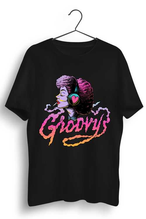 Groovy Graphic Printed Black Tshirt
