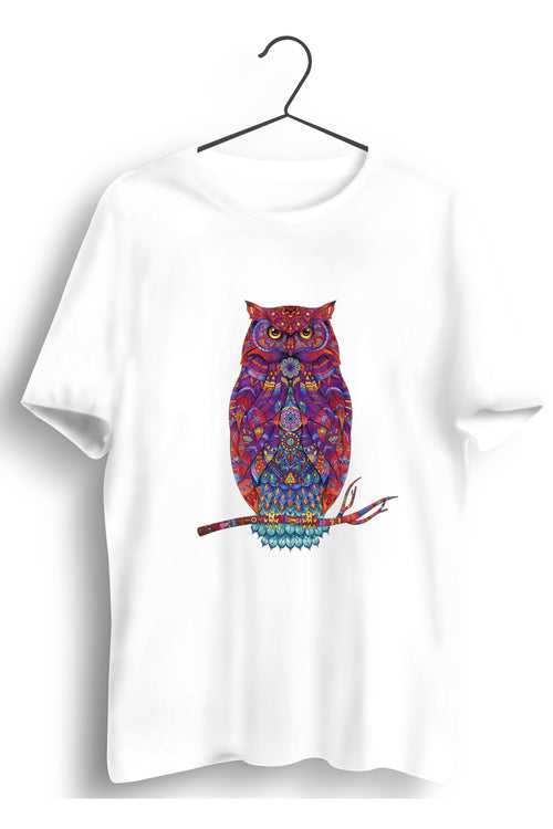Owl Graphic Printed White Tshirt